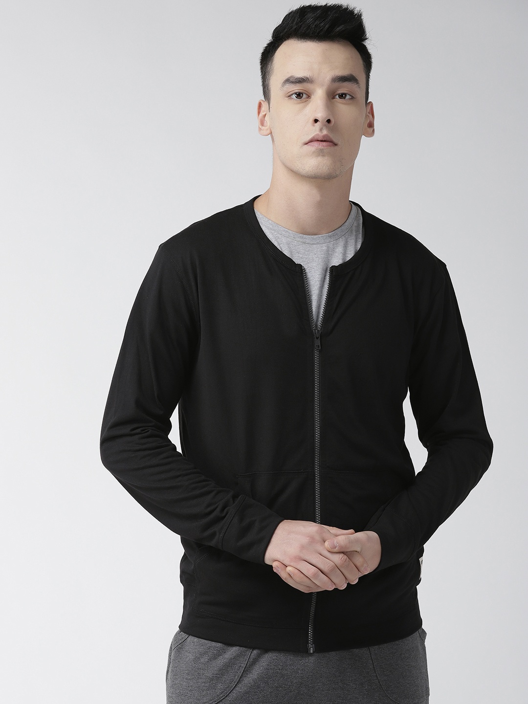 

Hubberholme Men Black Solid Sweatshirt