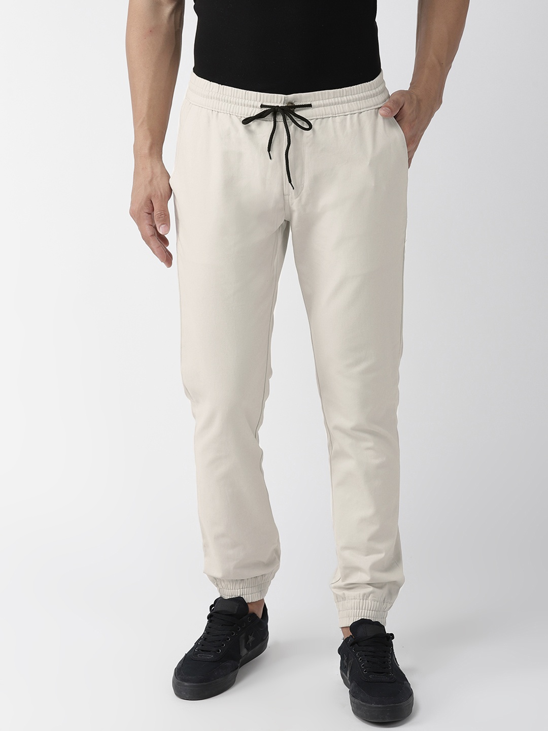 

Hubberholme Men Beige Slim Fit Solid Joggers