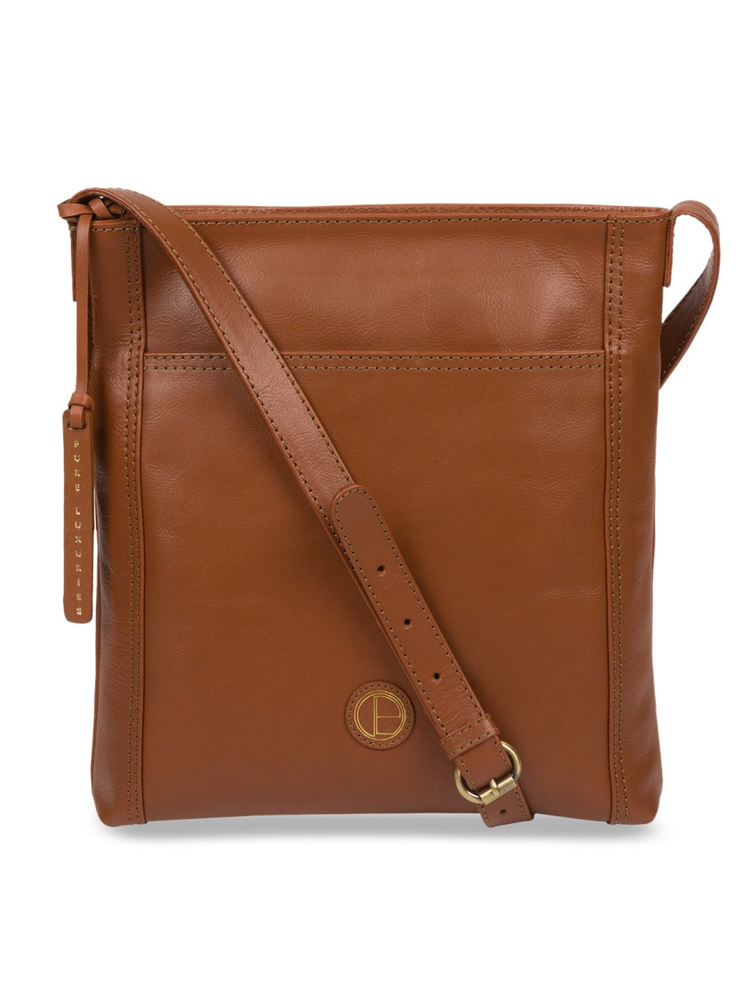 

PURE LUXURIES LONDON Women Camel Brown Solid Genuine Leather Plumpton Sling Bag