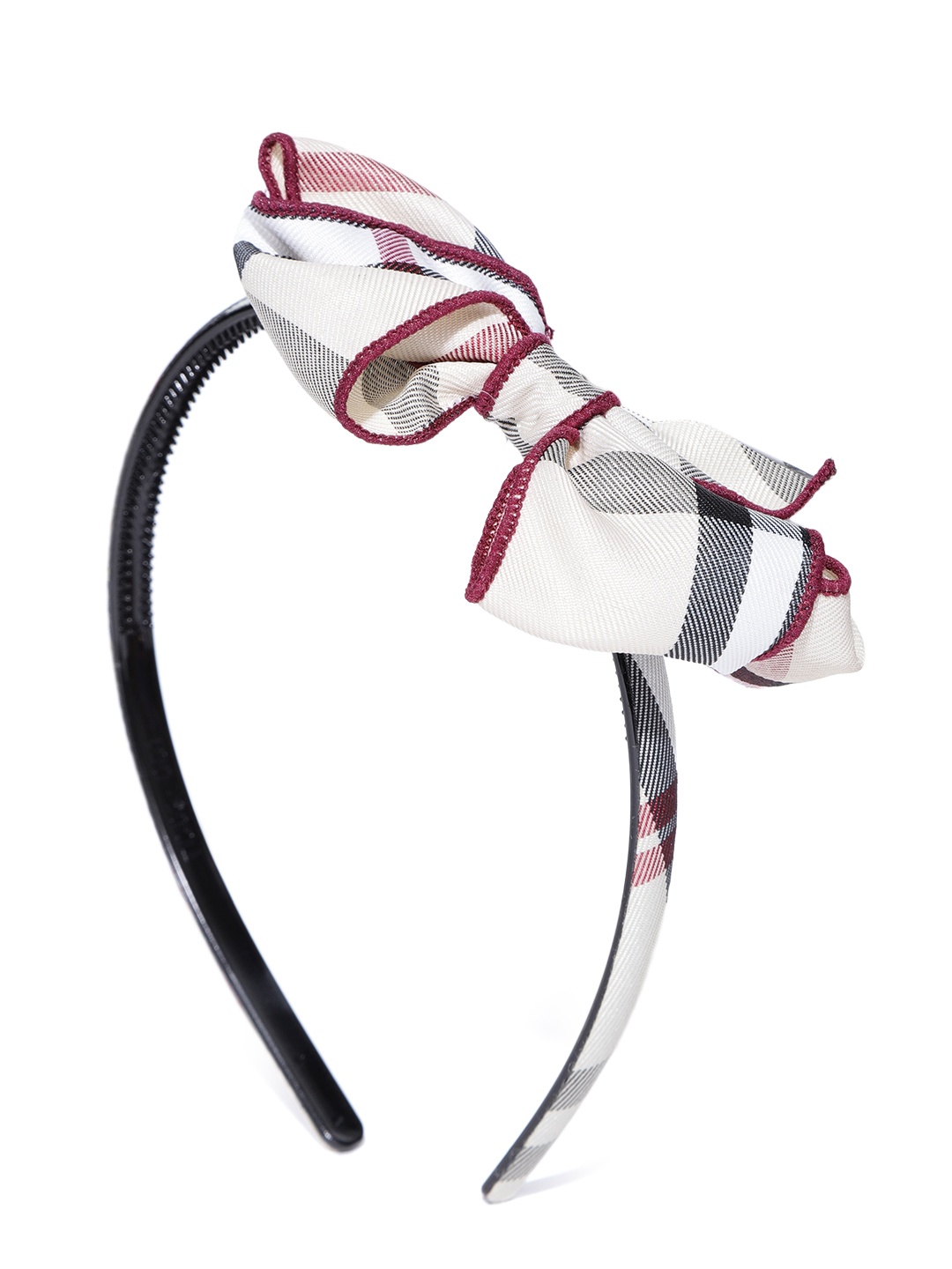 

PRITA BY PRIYAASI Women Off-White & Black Checked Bow Detail Hairband
