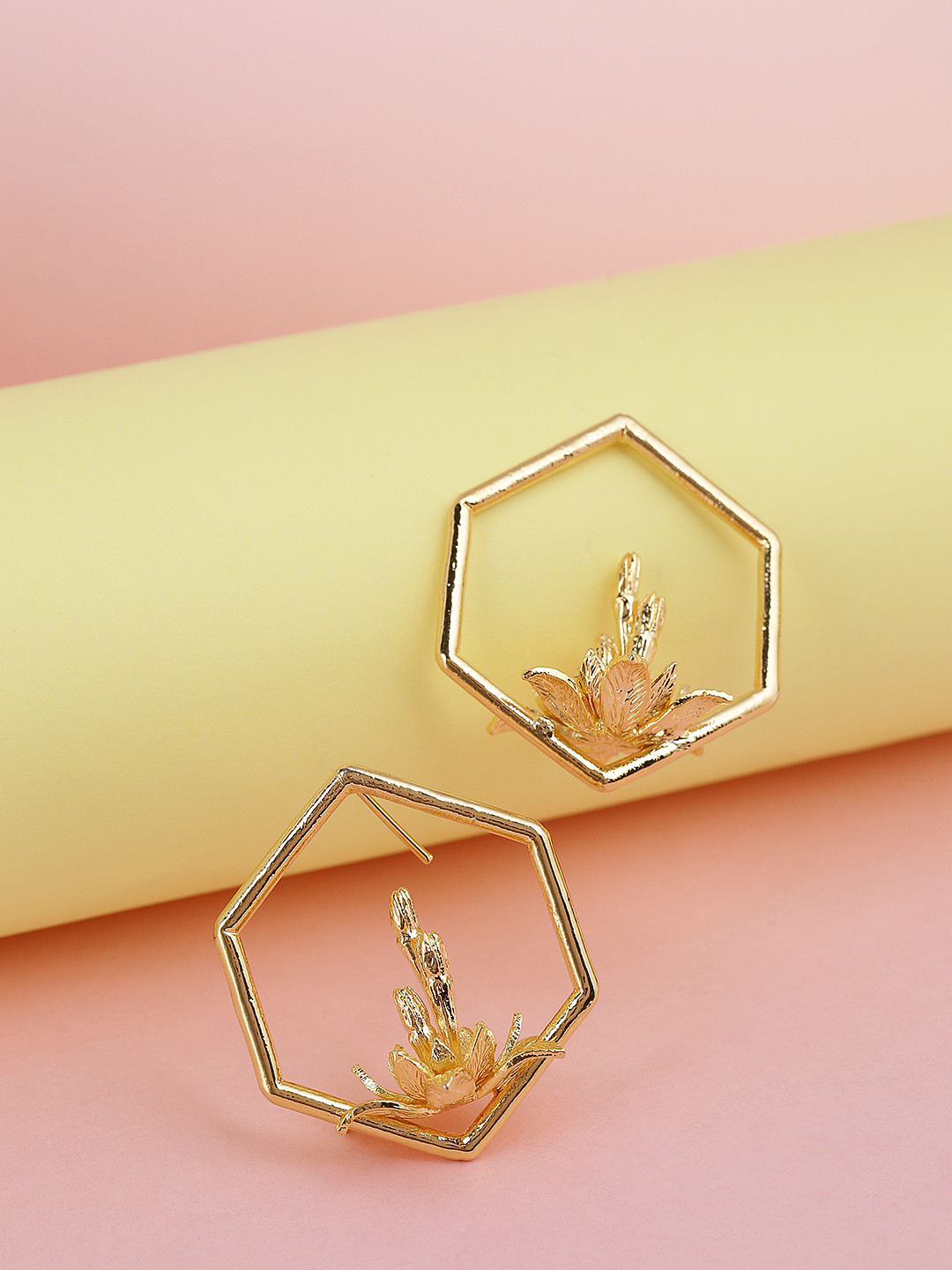 

PRITA BY PRIYAASI Gold-Plated Handcrafted Geometric Drop Earrings