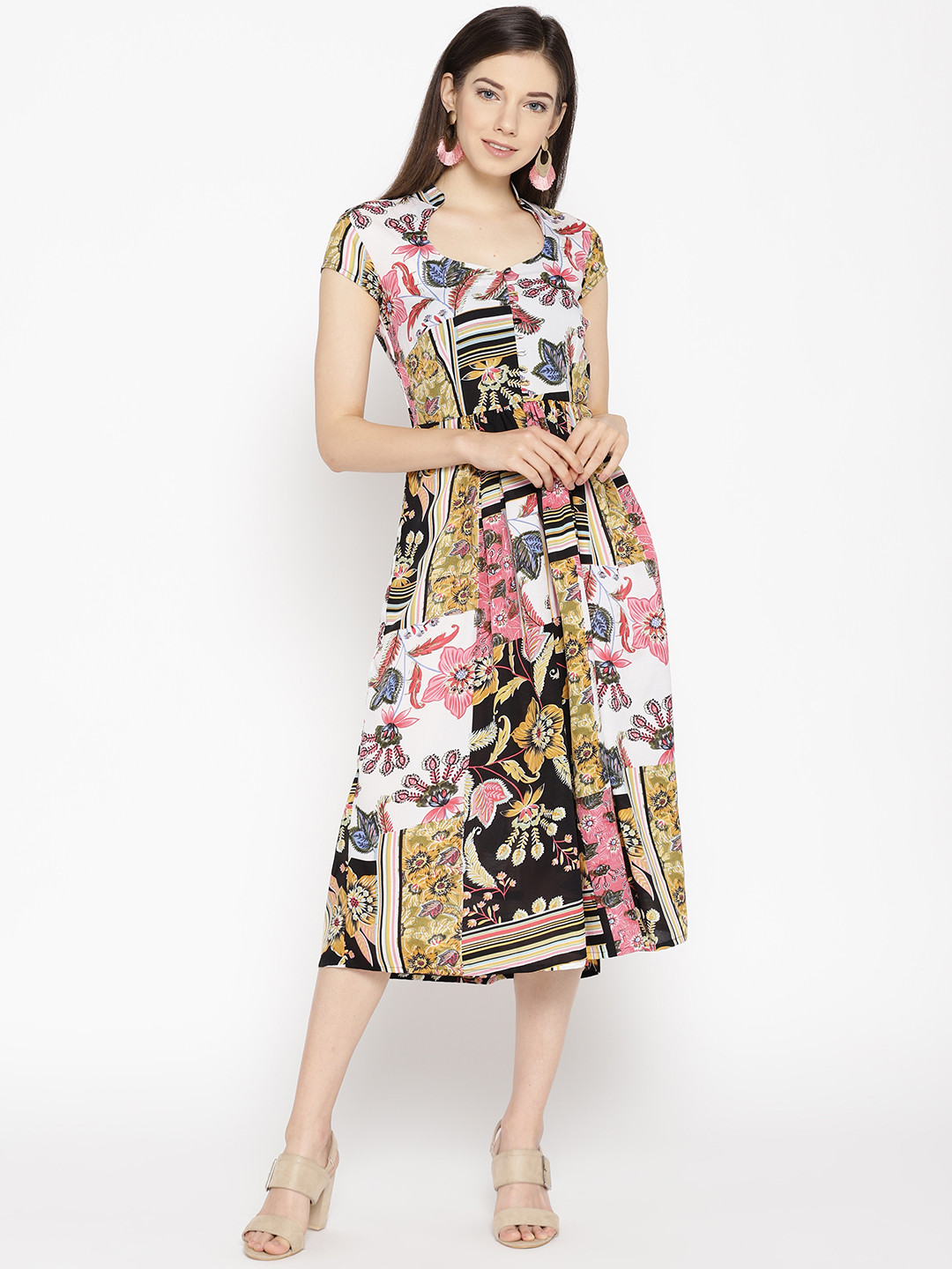 

MABISH by Sonal Jain Women Multicoloured Floral Printed A-Line Dress, Multi