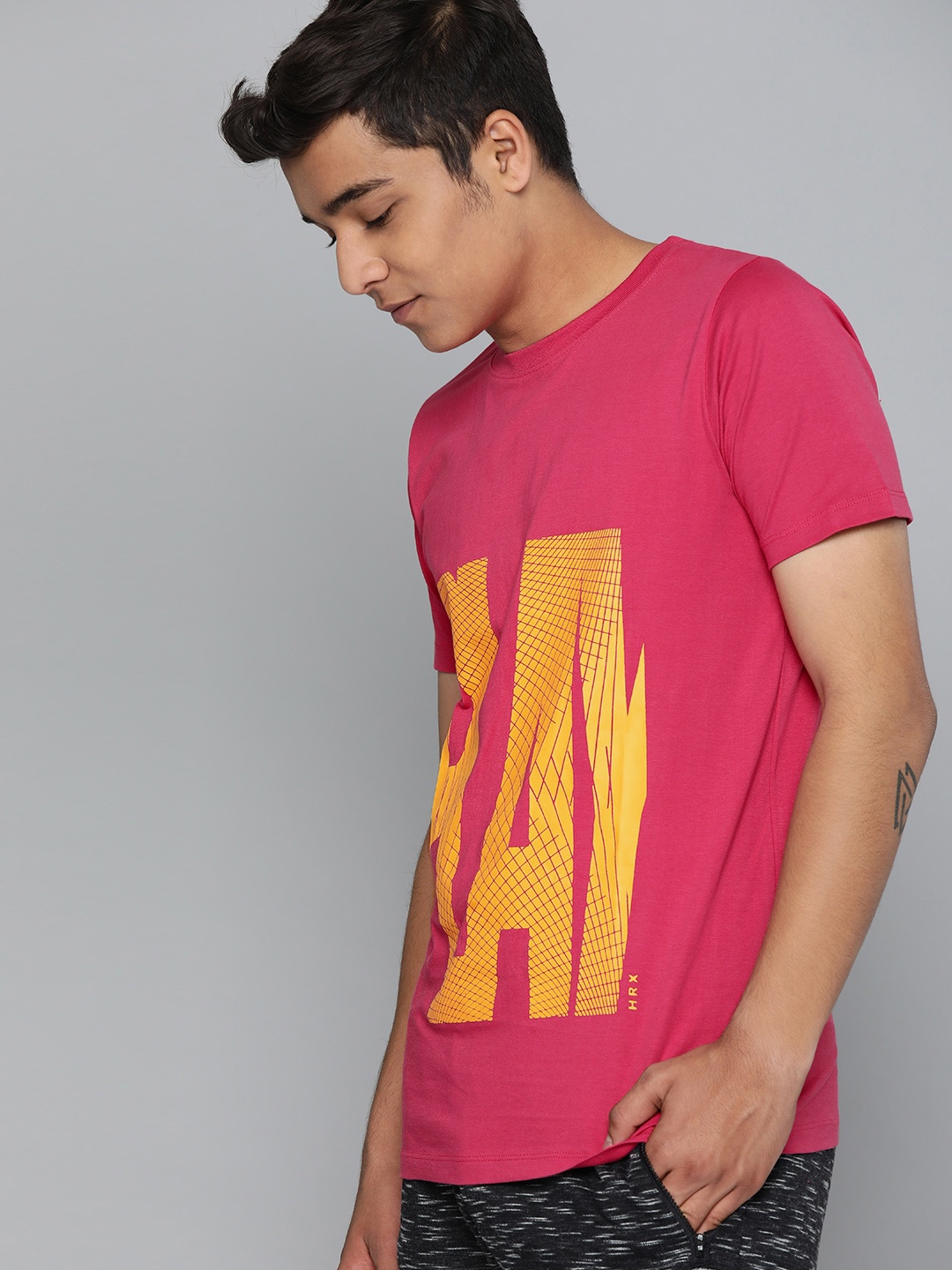 

HRX by Hrithik Roshan Boys Pink Printed Round Neck Pure Cotton T-shirt