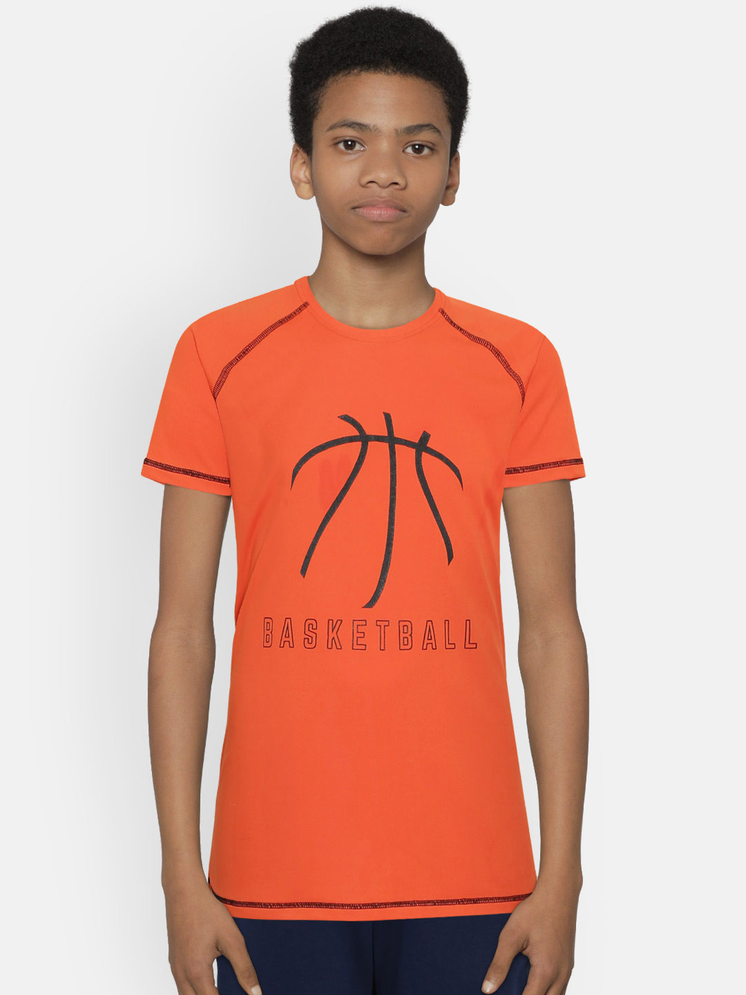 

HRX by Hrithik Roshan Boys Orange Printed Rapid-Dry Basketball T-shirt