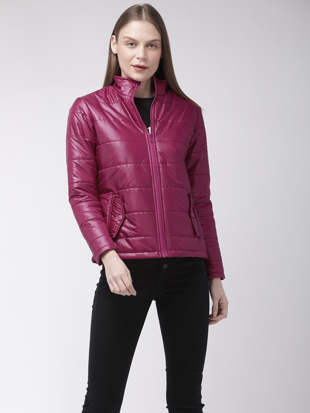 

Flying Machine Women Solid Puffer Jacket Jacket, Purple