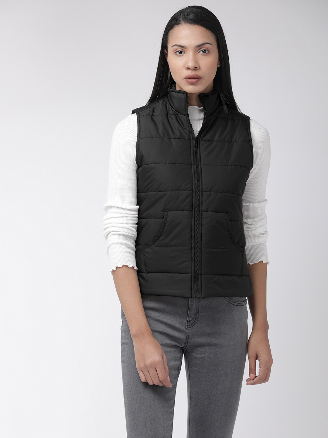 

Flying Machine Women Black Solid Puffer Jacket