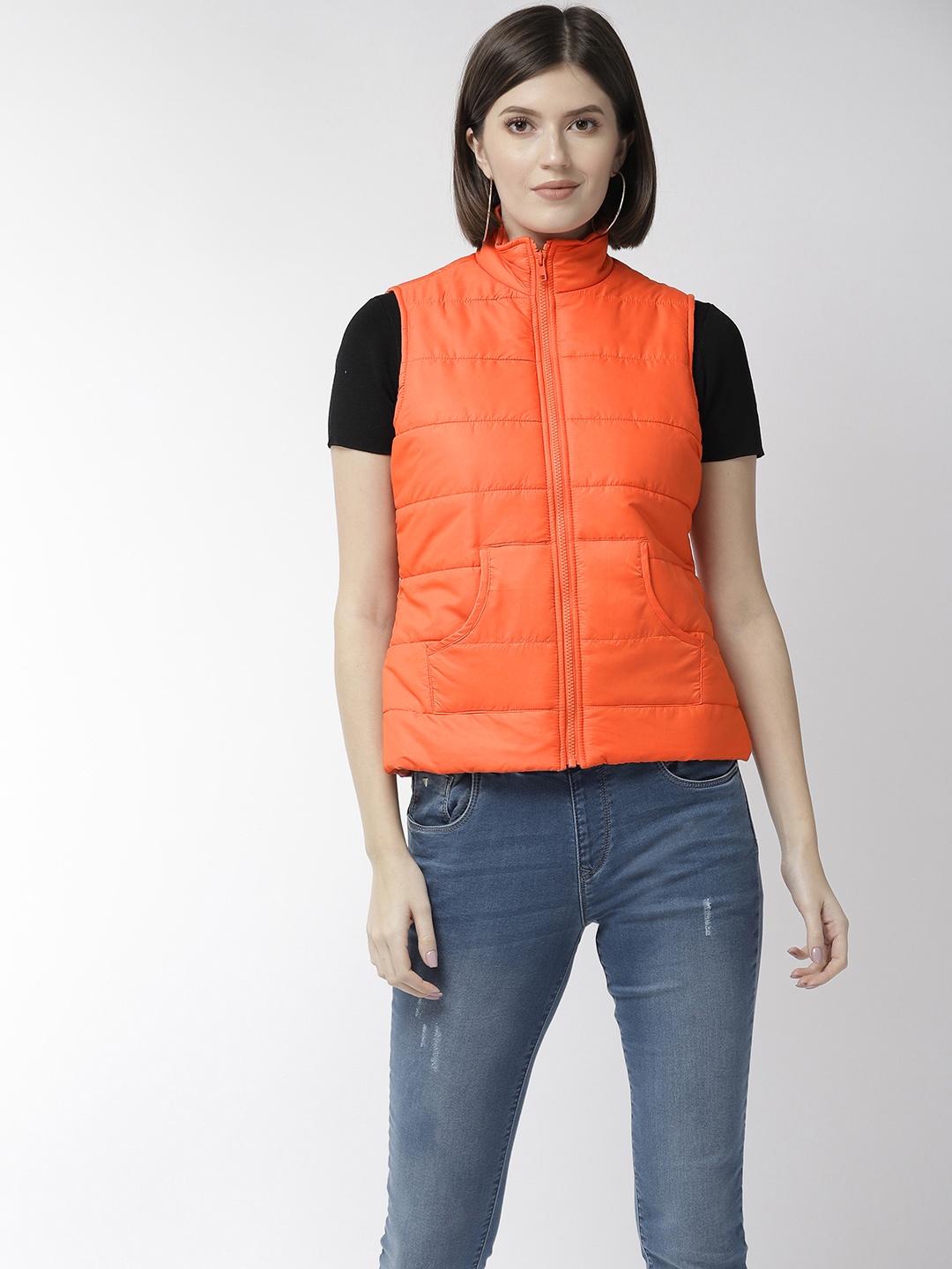 

Flying Machine Women Orange Solid Puffer Jacket