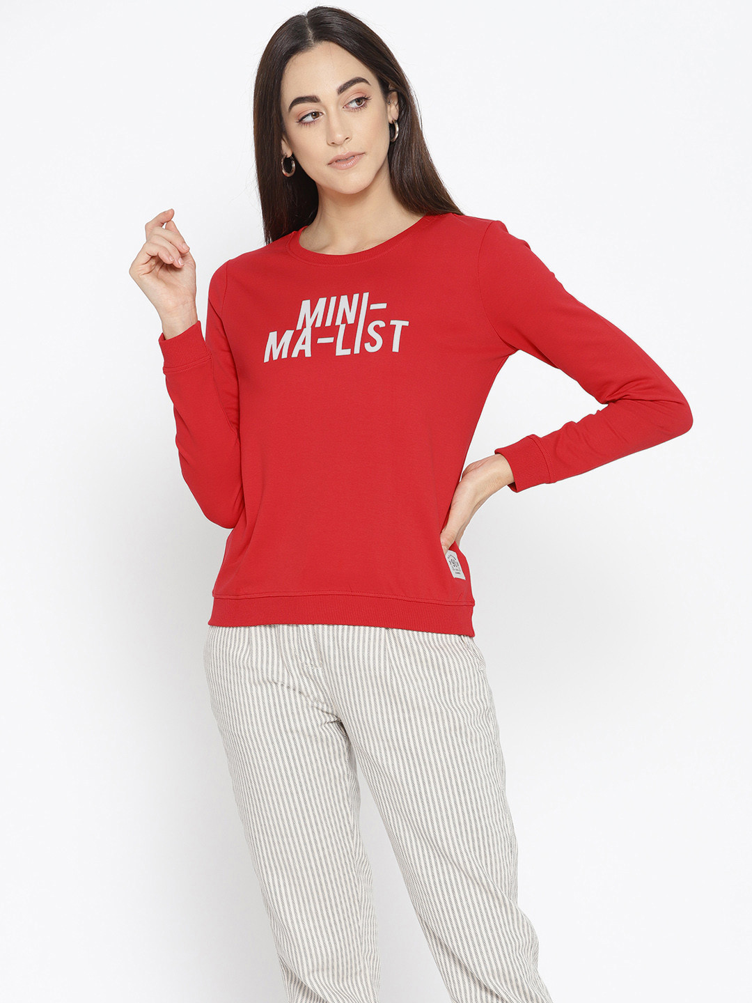 

Flying Machine Women Red Printed Sweatshirt