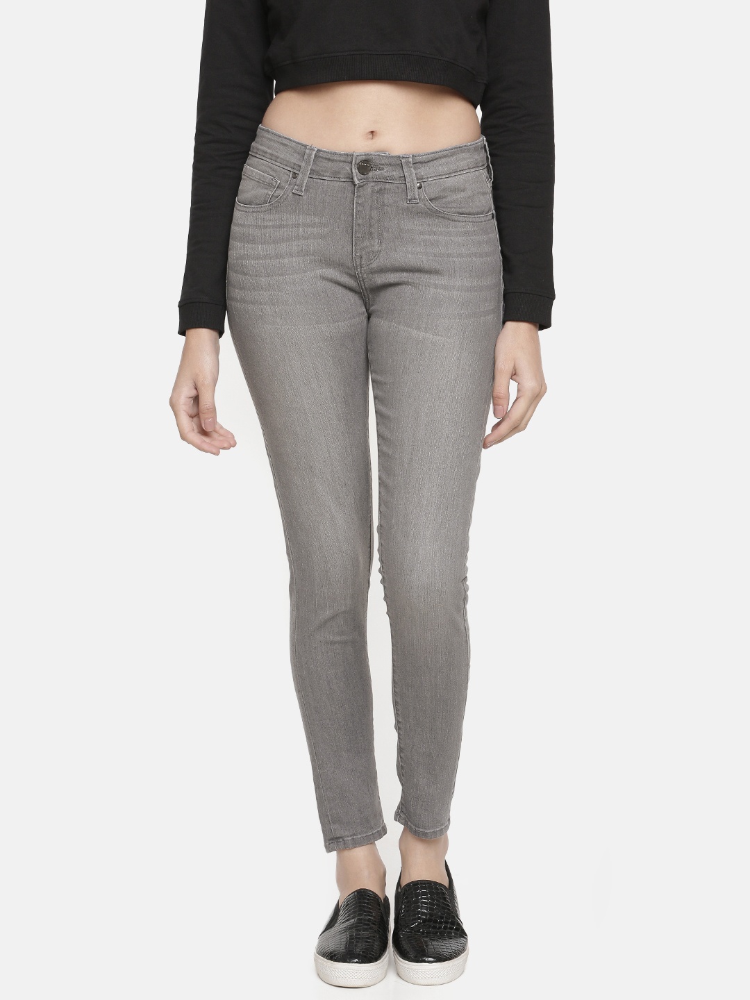 

SPYKAR Women Adora Grey Skinny Fit Mid-Rise Clean Look Stretchable Jeans