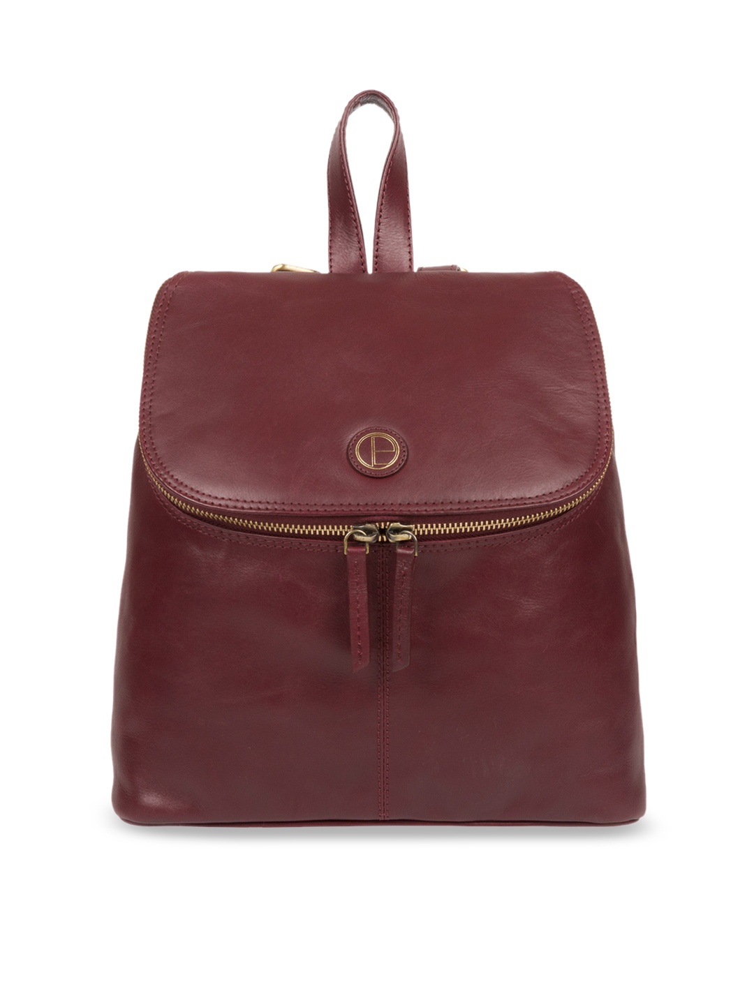 

PURE LUXURIES LONDON Women Burgundy Solid Genuine Leather Marbury Backpack