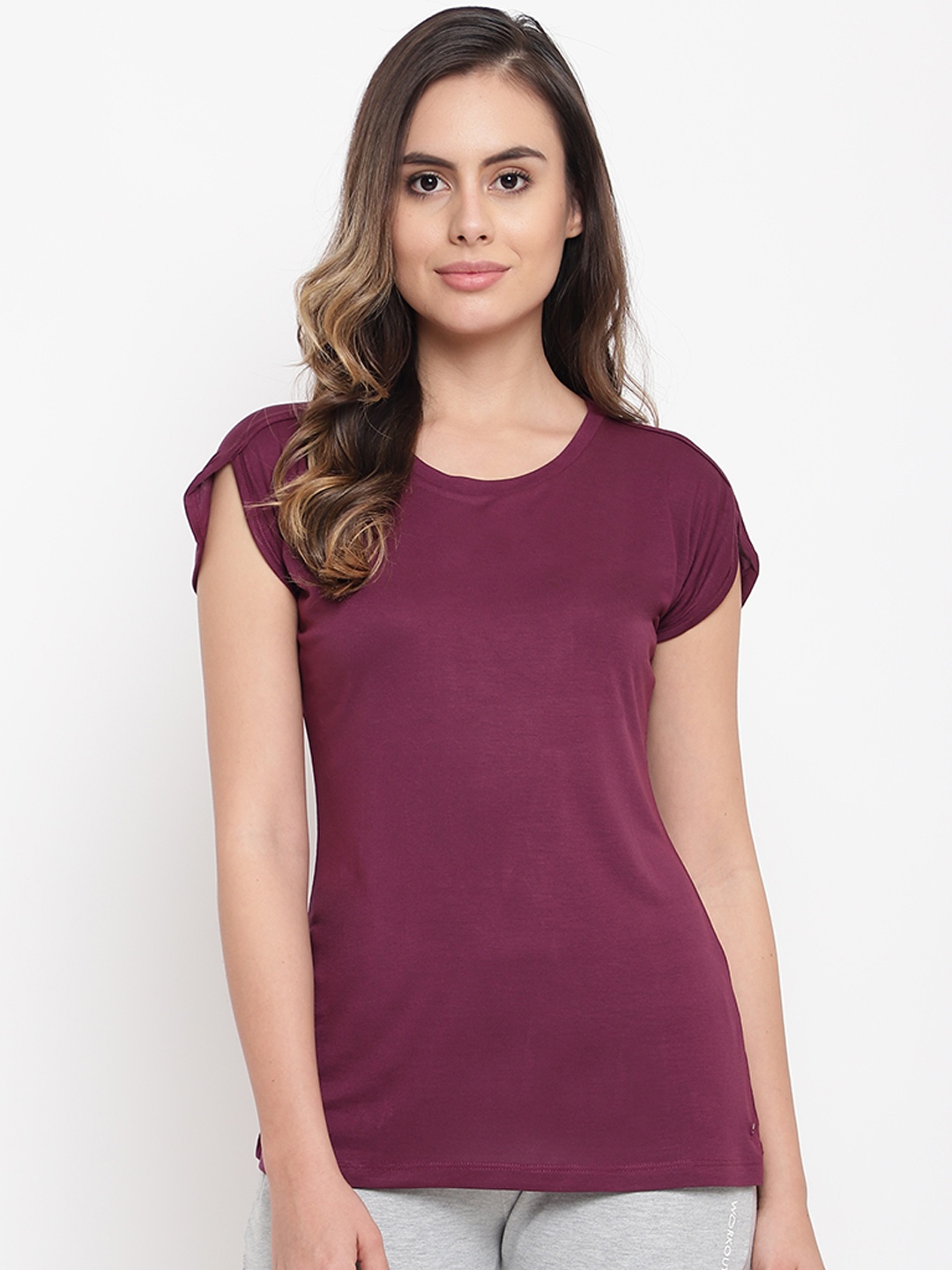 

Sweet Dreams Women Burgundy Solid Lounge T-shirt