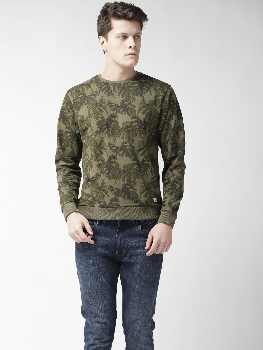 

Flying Machine Men Olive Green Printed Sweatshirt