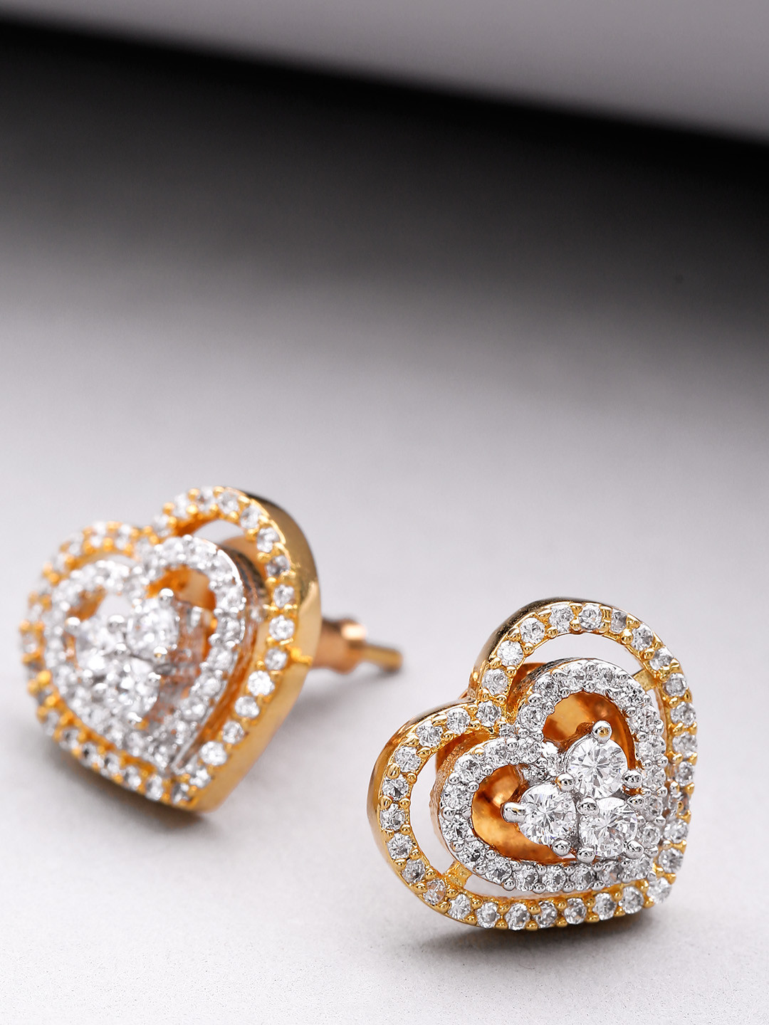 

Priyaasi Gold-Plated Handcrafted Heart Shaped AD Studs