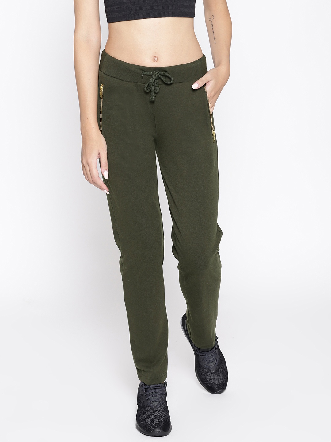 

Cayman Women Olive Green Solid Track Pants