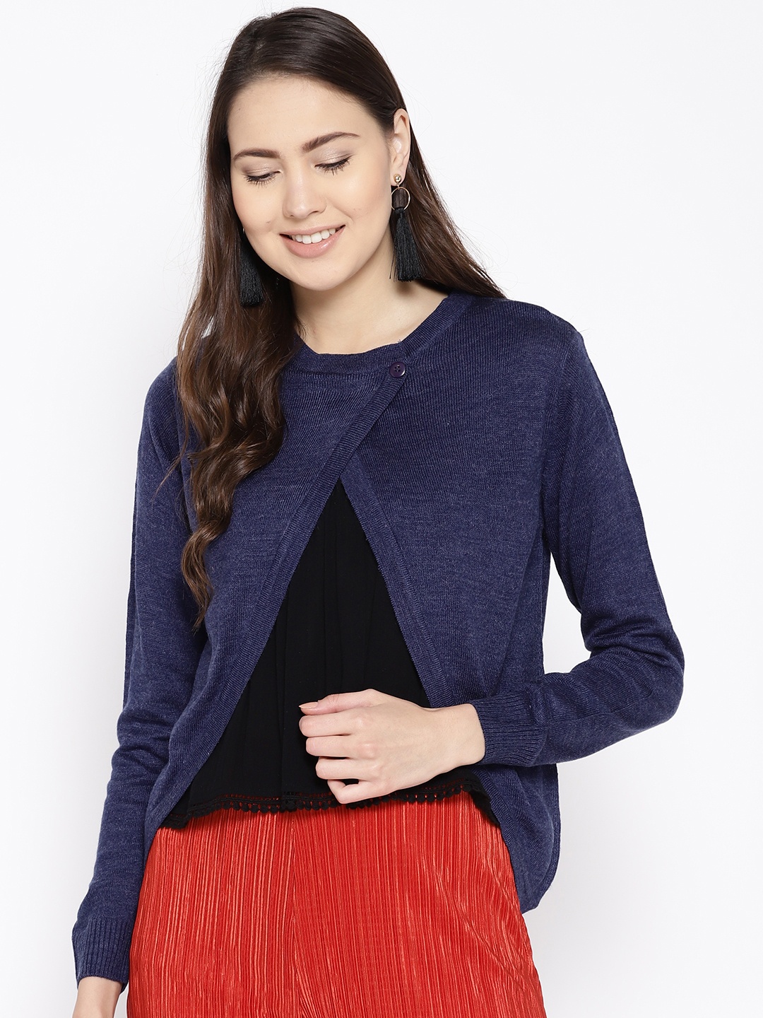 

Cayman Women Navy Blue Solid Cardigan