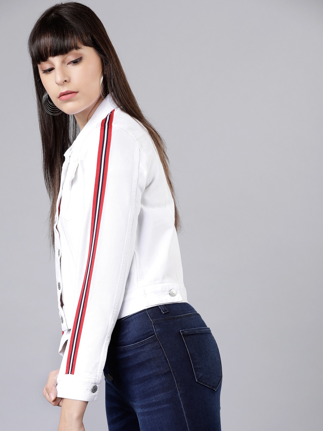 

Tokyo Talkies Women White Solid Denim Jacket