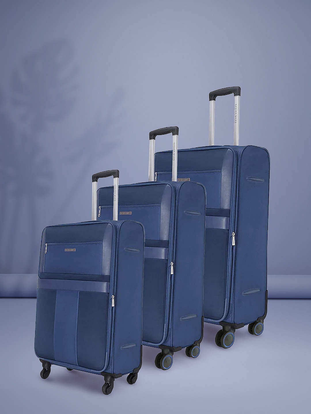 

Nasher Miles Set of 3 Toledo Expander Soft-Sided Trolley Bags- 55cm ,65cm & 75cm, Blue