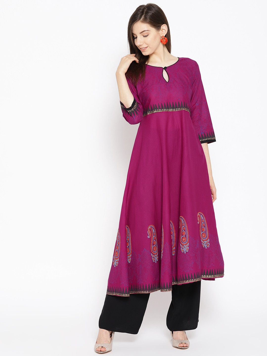 

Varkha Fashion Women Purple Printed A-Line Kurta
