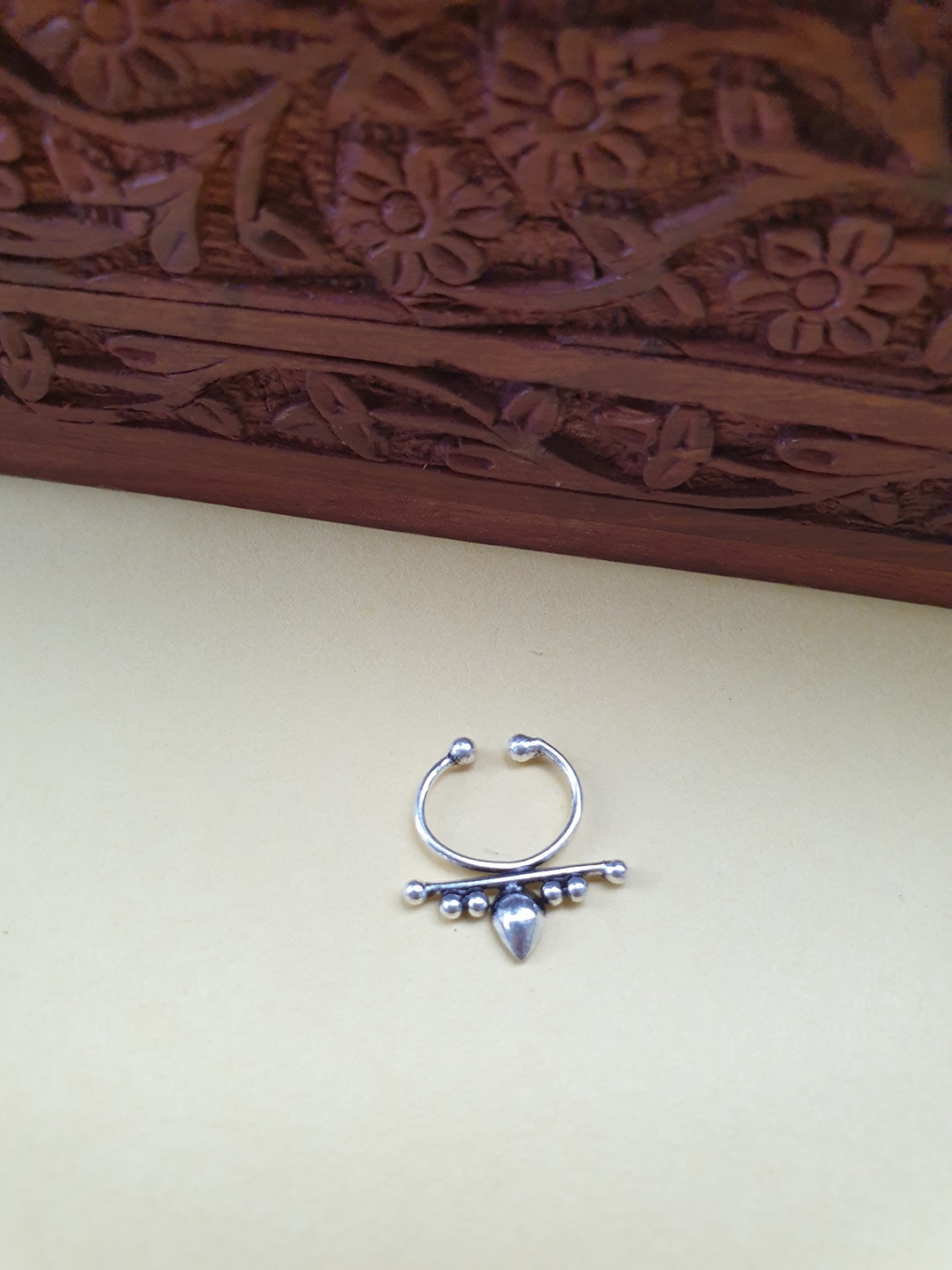 

FIROZA Oxidised Silver-Toned Clip-On Septum Nose Ring