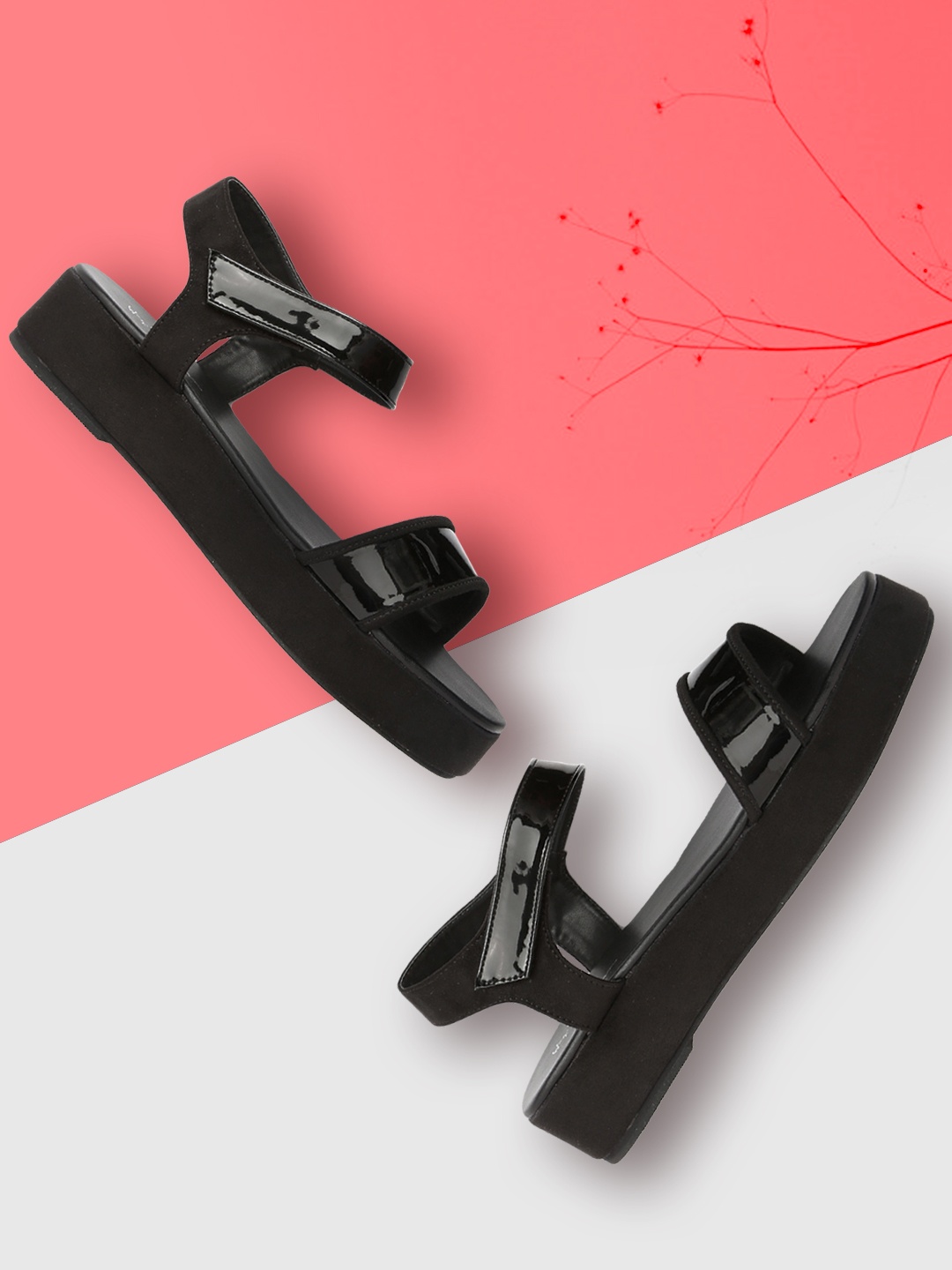 

Mast & Harbour Women Black Solid Sandals