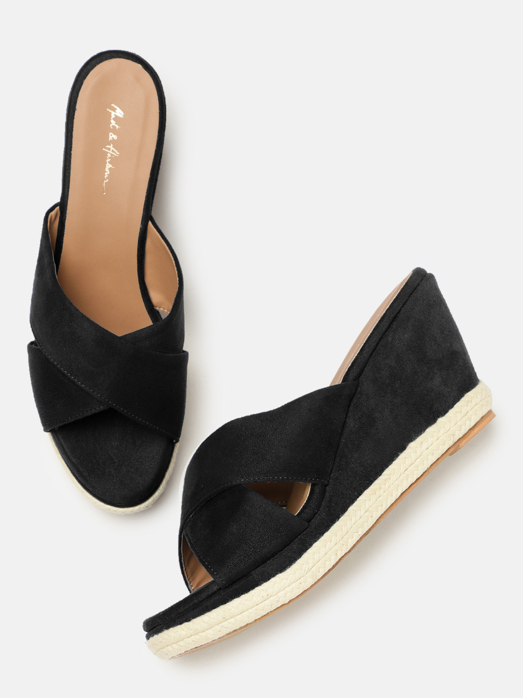 

Mast & Harbour Women Black Solid Sandals