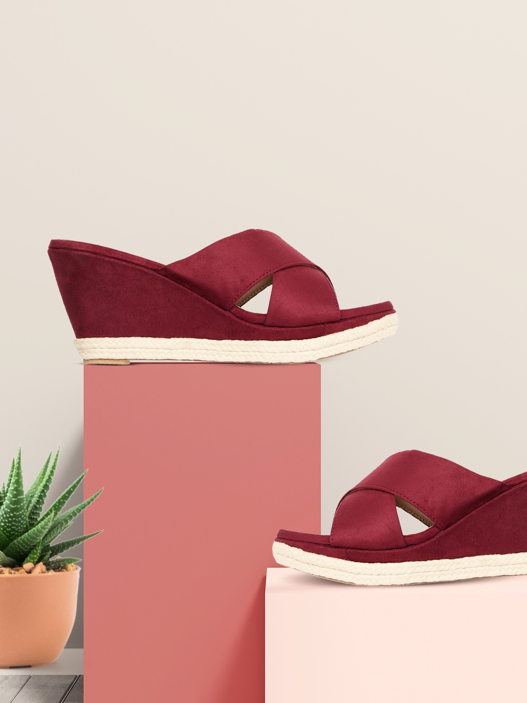 

Mast & Harbour Women Burgundy Solid Sandals