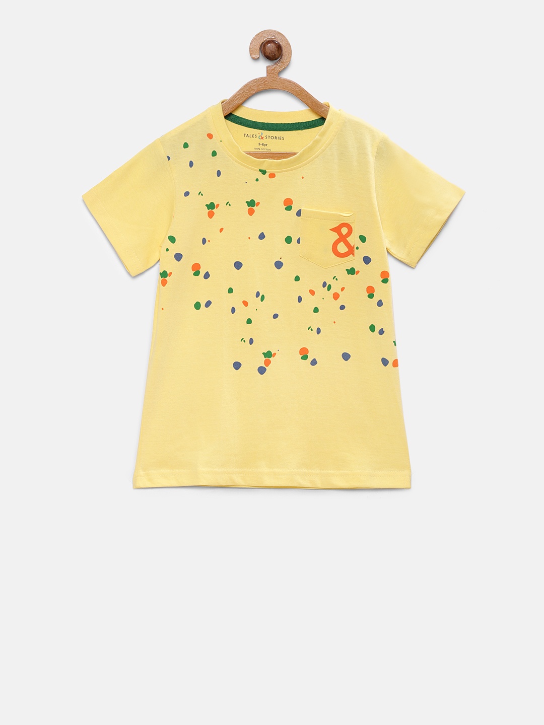 

TALES & STORIES Boys Yellow Printed Round Neck T-shirt