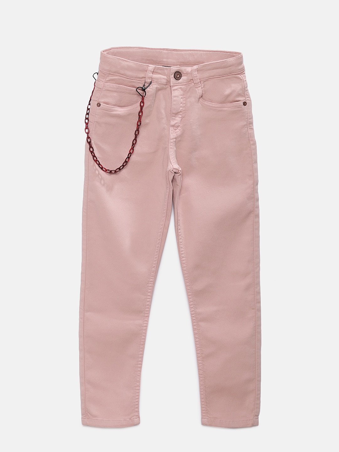 

TALES & STORIES Boys Peach-Coloured Regular Fit Solid Regular Trousers