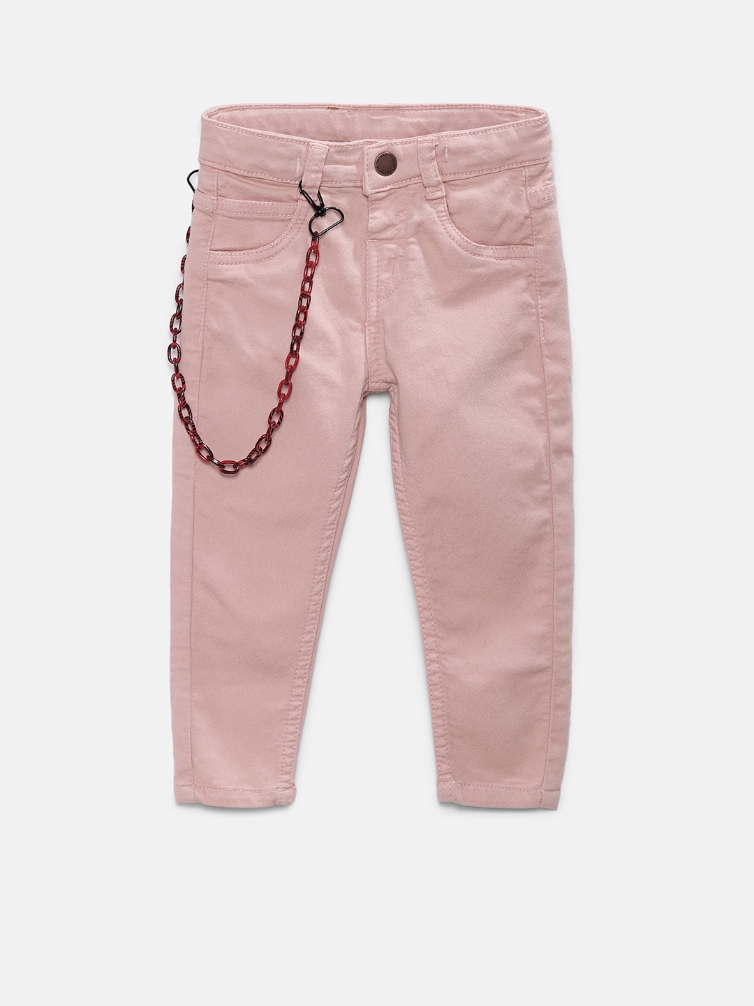 

TALES & STORIES Boys Peach-Coloured Regular Fit Solid Regular Trousers