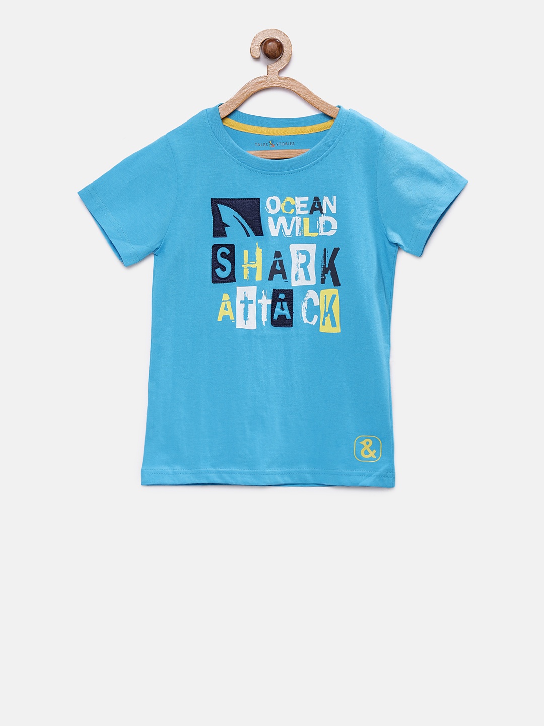 

TALES & STORIES Boys Turquoise Blue Printed Round Neck T-shirt