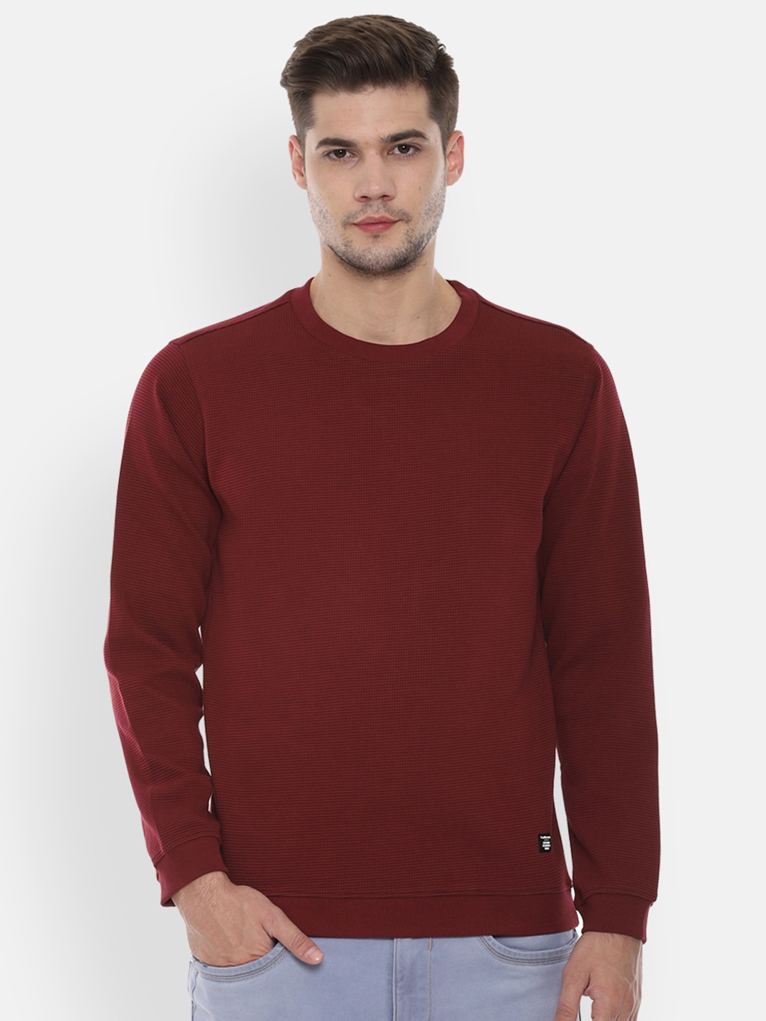 

Van Heusen Men Maroon Solid Sweatshirt