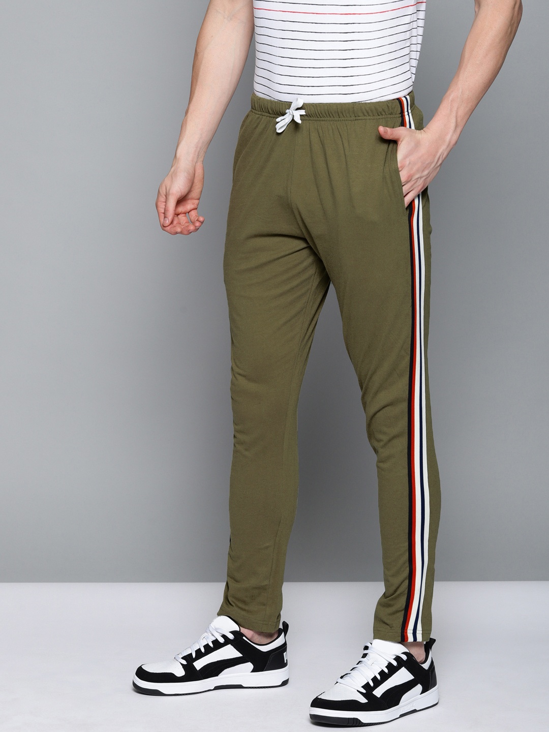 

DILLINGER Men Olive Green Solid Straight Fit Track Pants