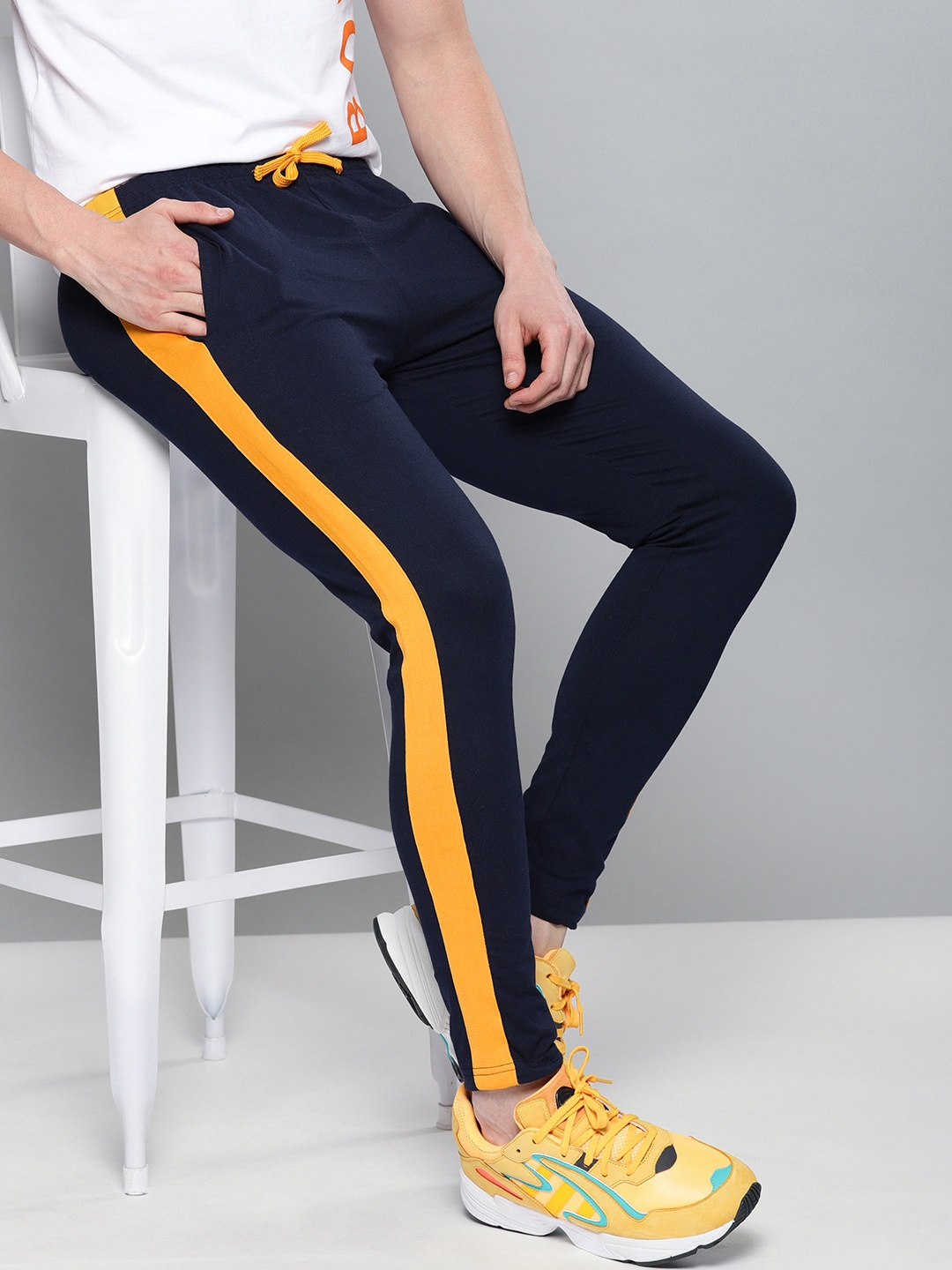 

DILLINGER Men Navy Blue Solid Knitted Regular Fit Track Pants