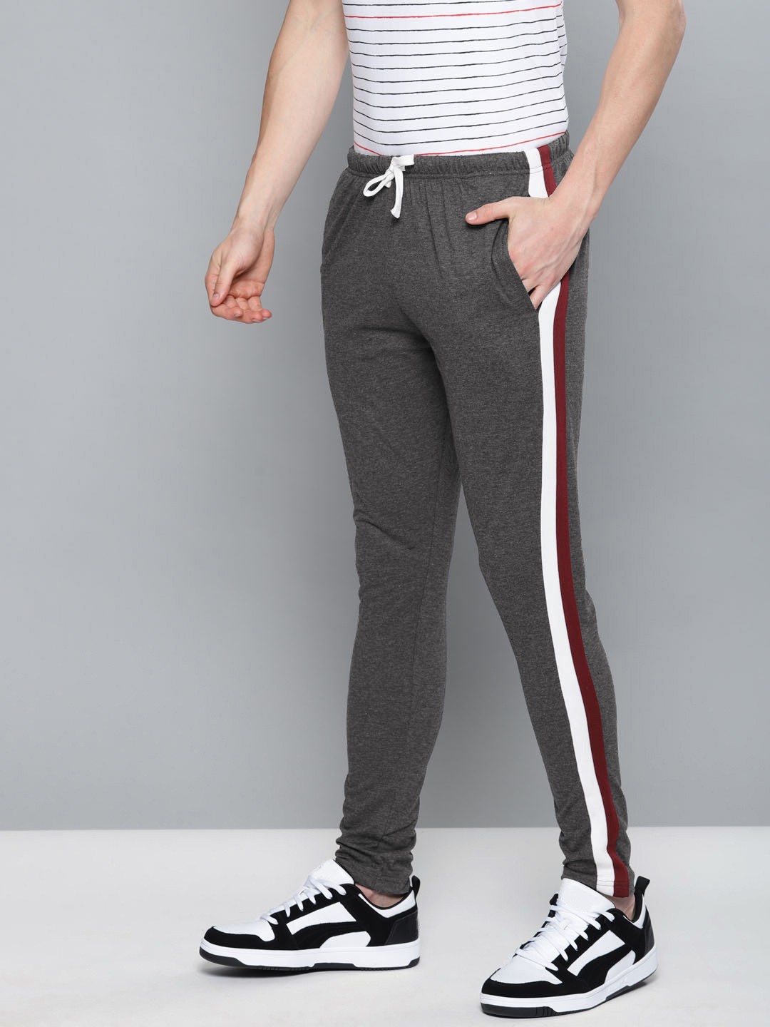 

DILLINGER Men Charcoal Grey Solid Slim Fit Track Pants