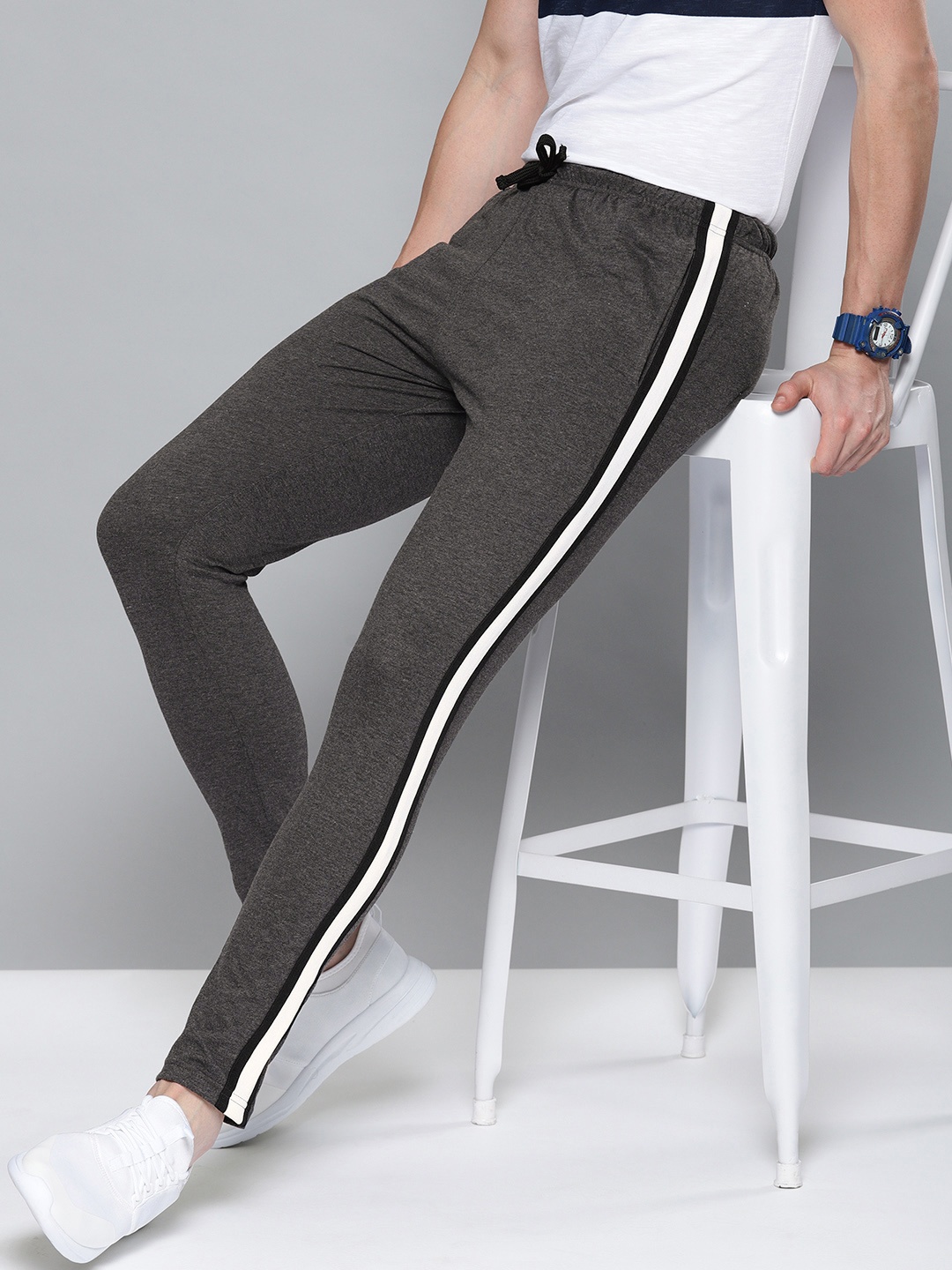 

DILLINGER Men Charcoal Grey Solid Track Pants