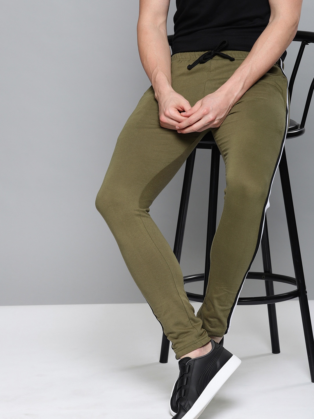 

DILLINGER Men Olive Green Solid Track Pants