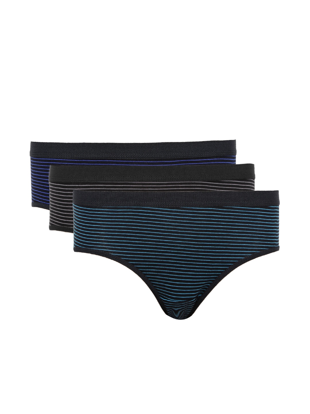 

Red Rose Women Pack of 3 Black Striped Briefs