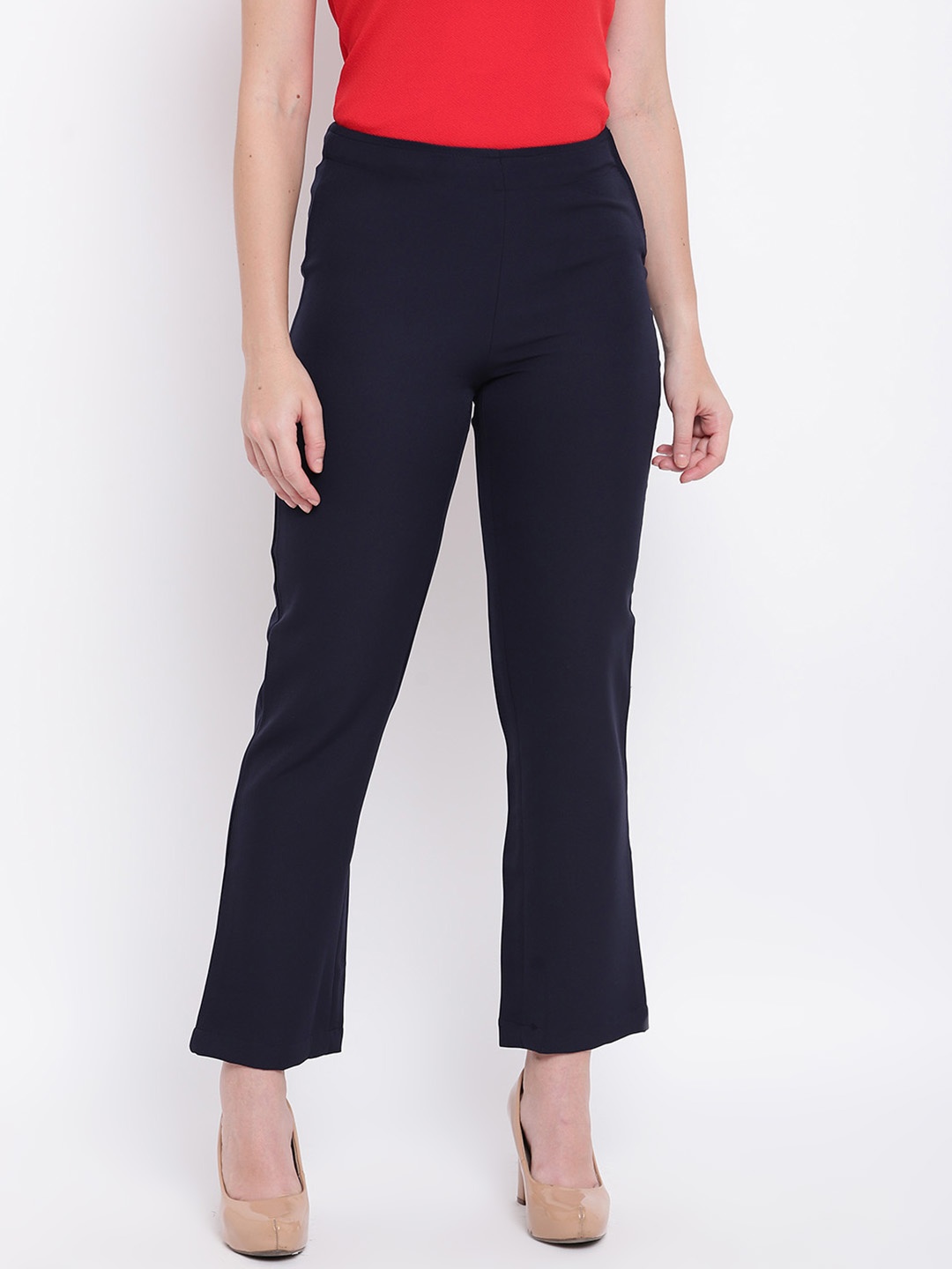 

Deewa Women Navy Blue Regular Fit Solid Regular Trousers