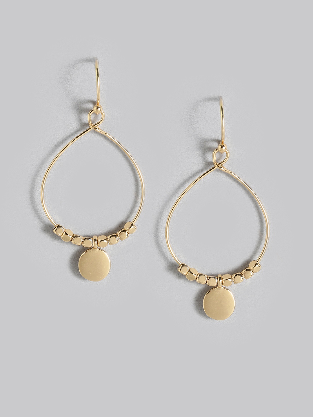

Accessorize Gold-Toned Beaded Teardrop Shaped Drop Earrings