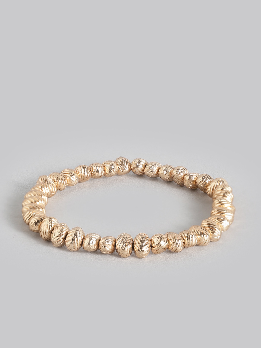 

Accessorize Rose Gold-Toned Beaded & Textured Elasticated Bracelet