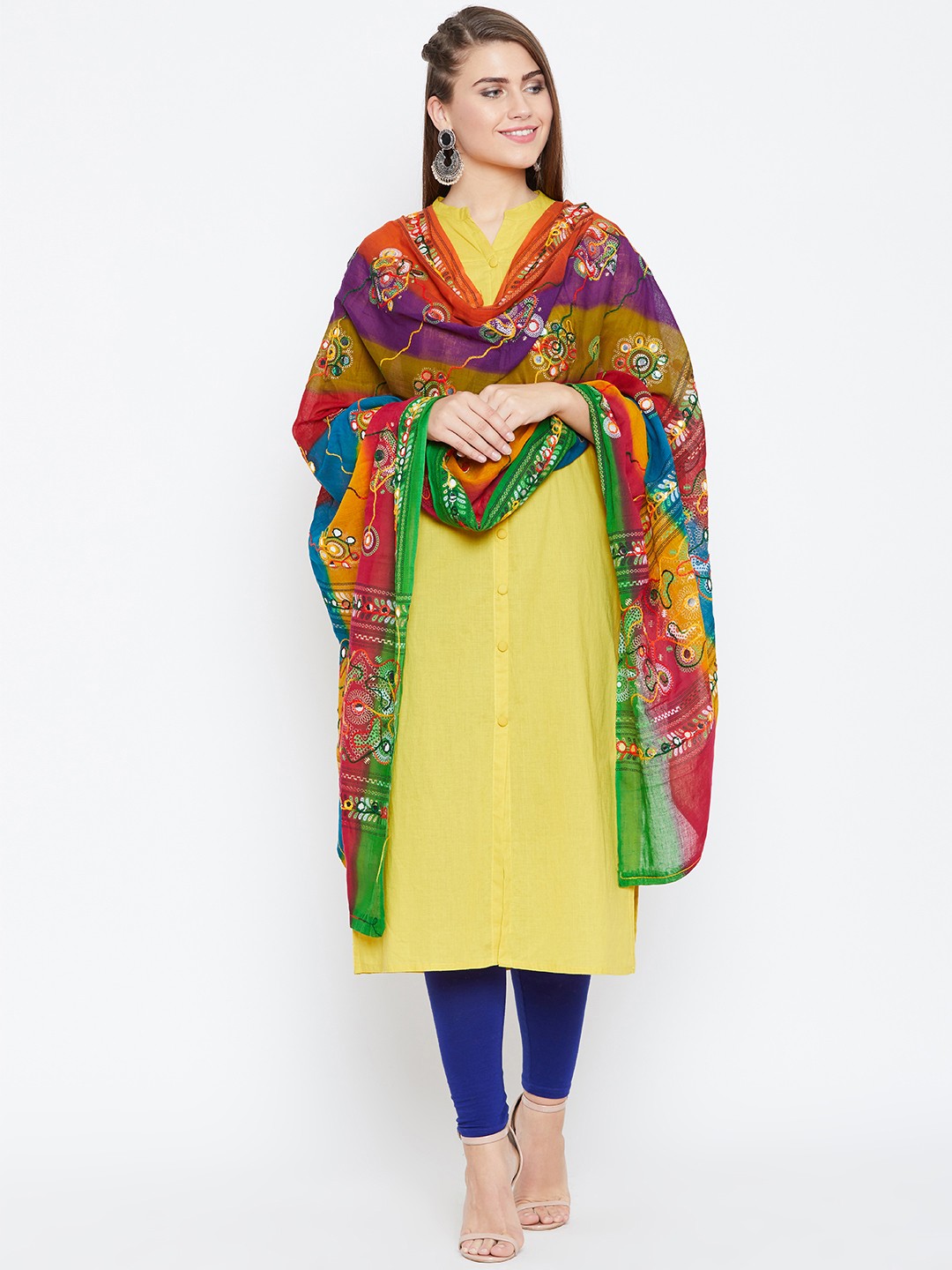 

Vastraa Fusion Multicoloured Embroidered Pure Cotton Dupatta, Multi