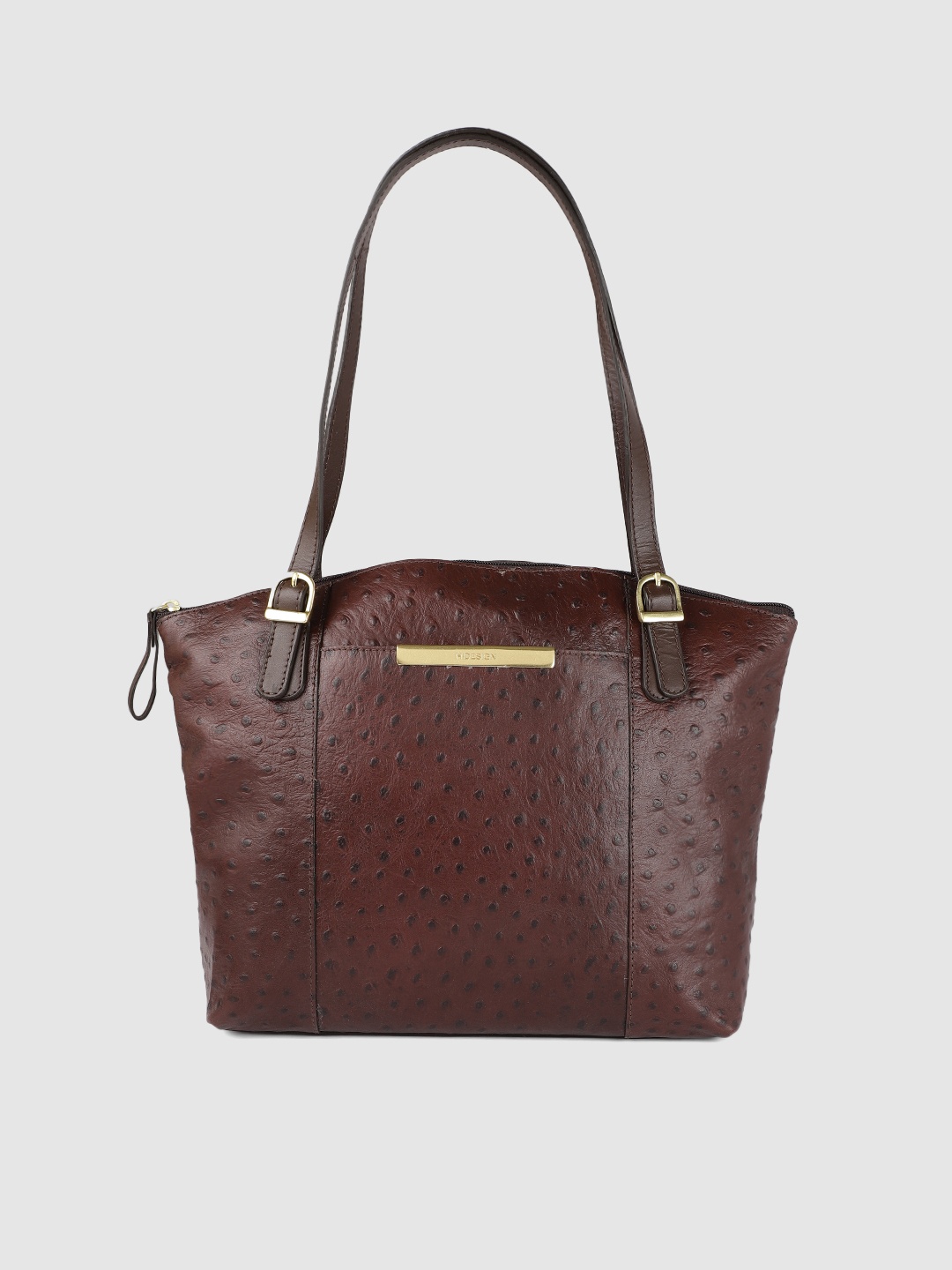 

Hidesign Brown MAPLE 03-OSTRICH Textured Leather Shoulder Bag