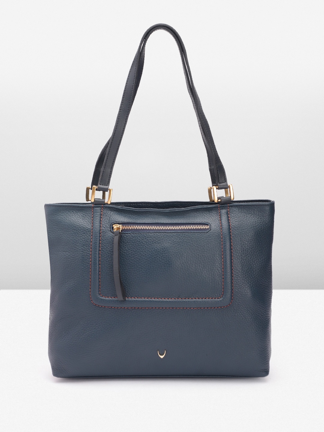 

Hidesign Textured Leather Structured Shoulder Bag, Navy blue