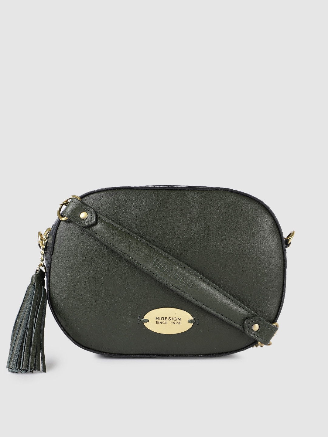 

Hidesign Green Leather Solid Sling Bag