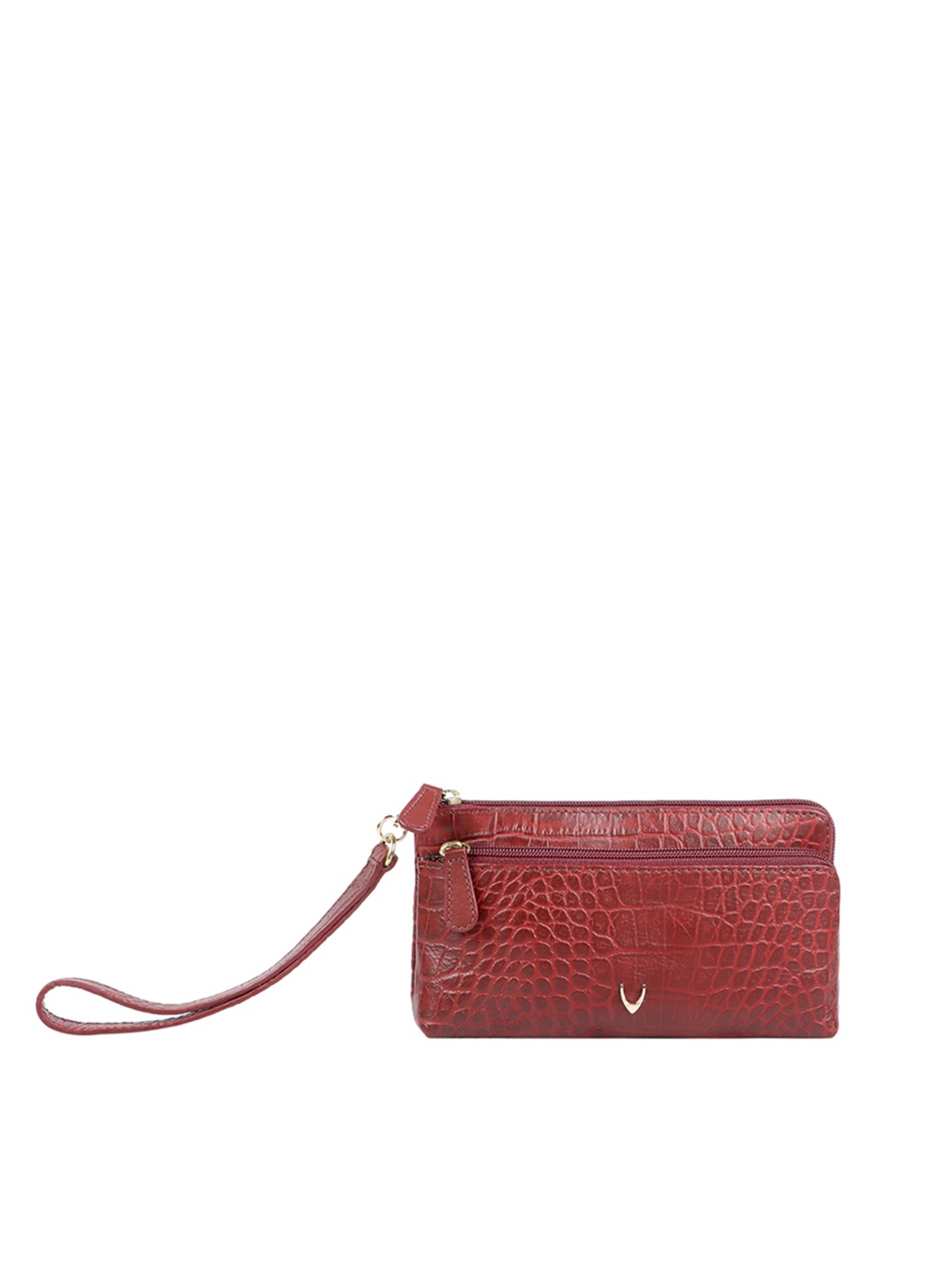 

Hidesign Maroon Croc Textured Purse with Detachable Wrist Loop