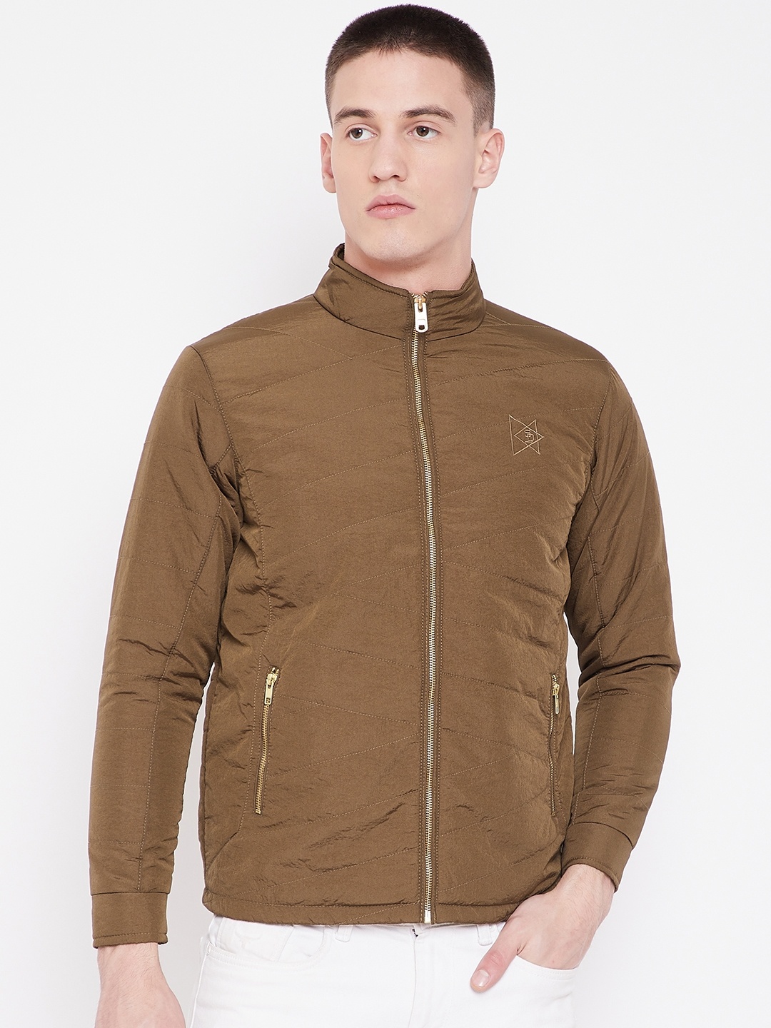 

Duke Men Brown Solid Padded Jacket