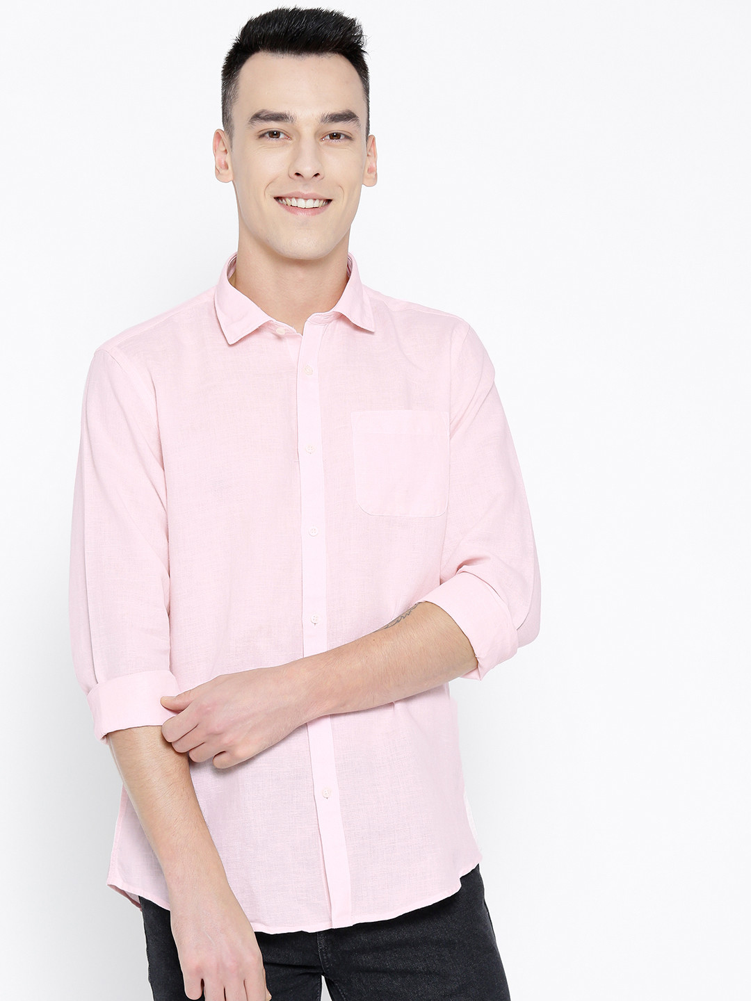 

Blackberrys Men Pink Slim Fit Solid Casual Shirt