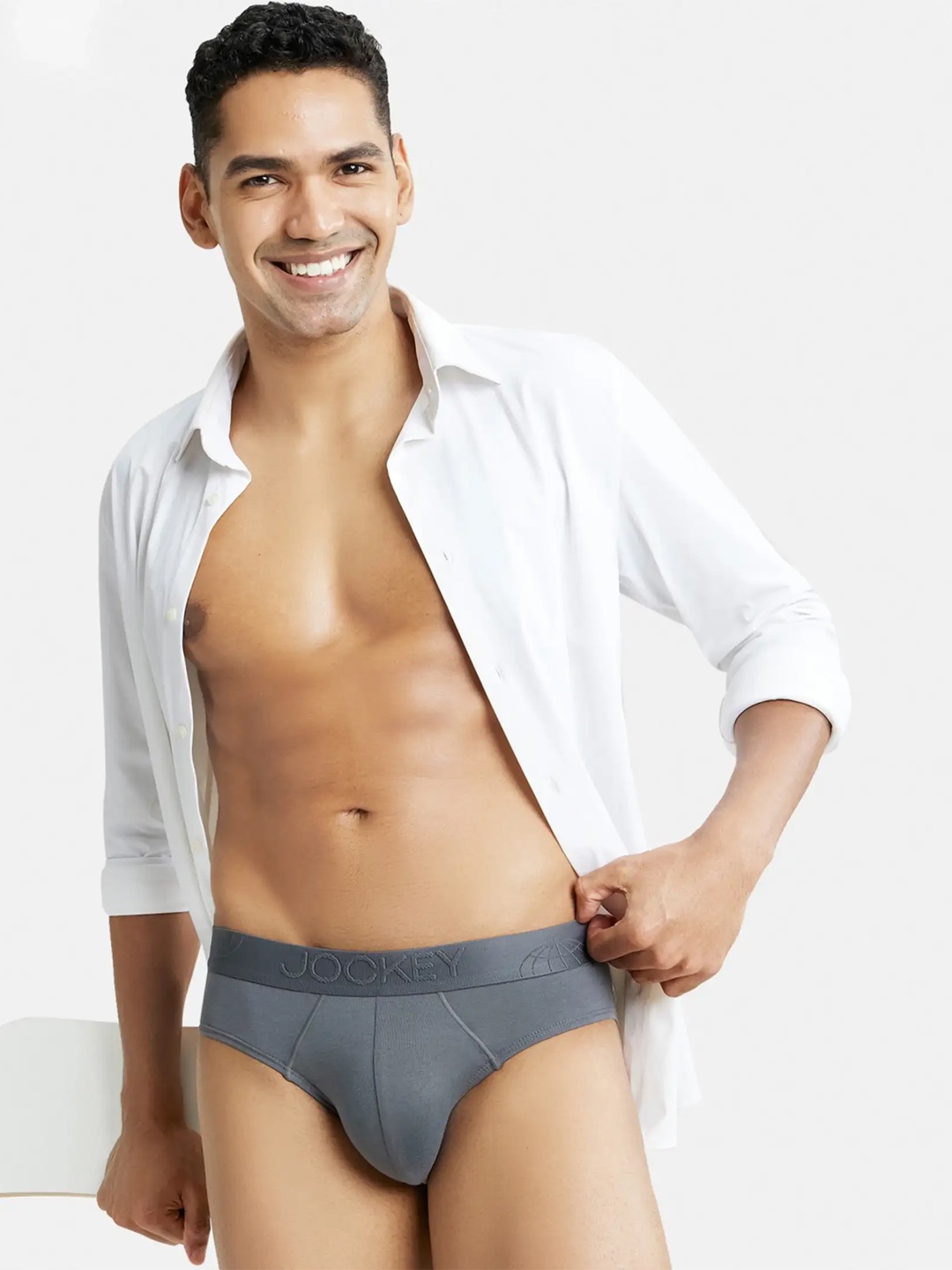 

Jockey Tencel Micro Modal Cotton Stretch Brief with Ultrasoft Waistband-IC24, Grey