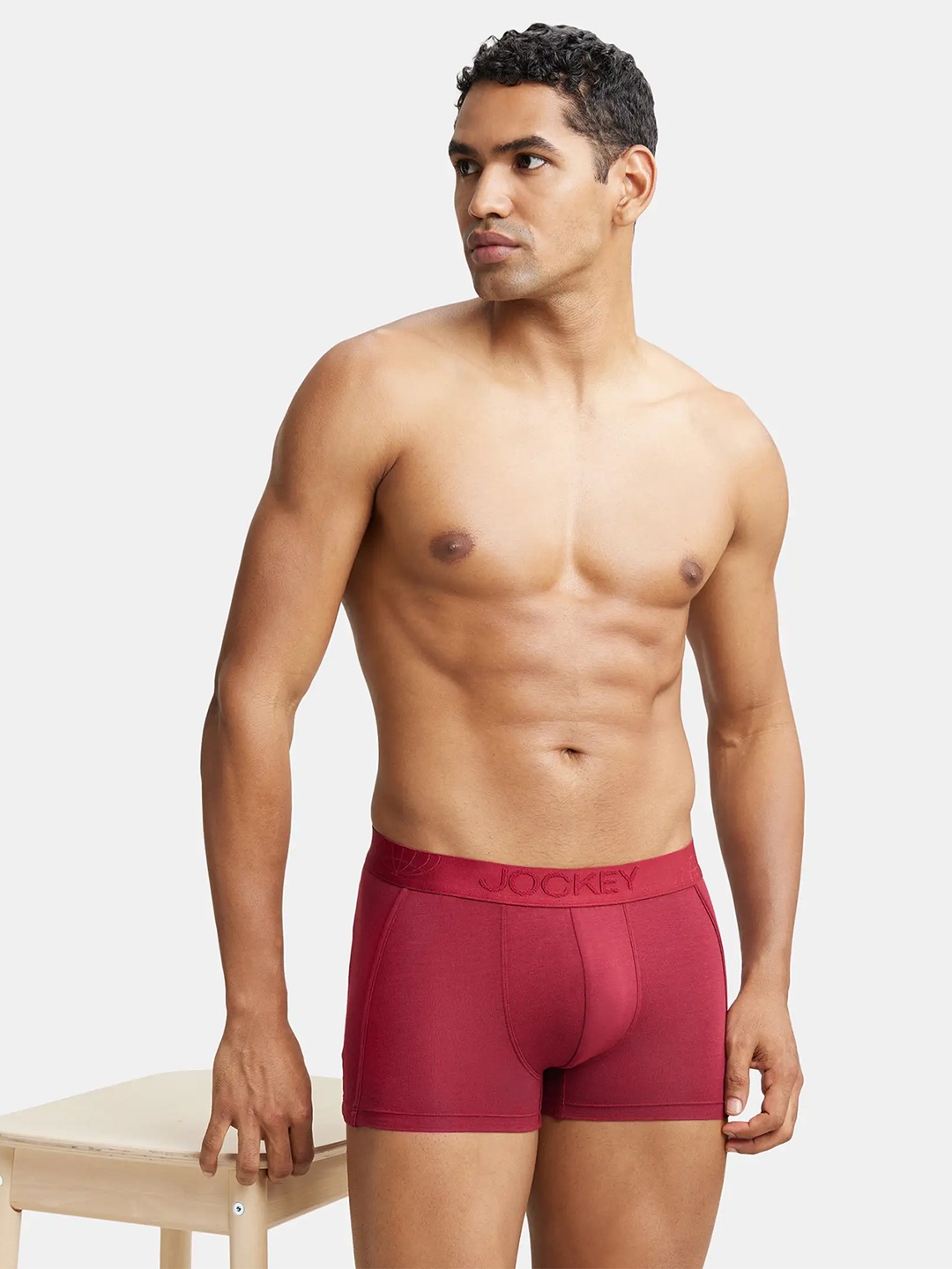 

Jockey International Collection Men Maroon Solid Trunks IC25