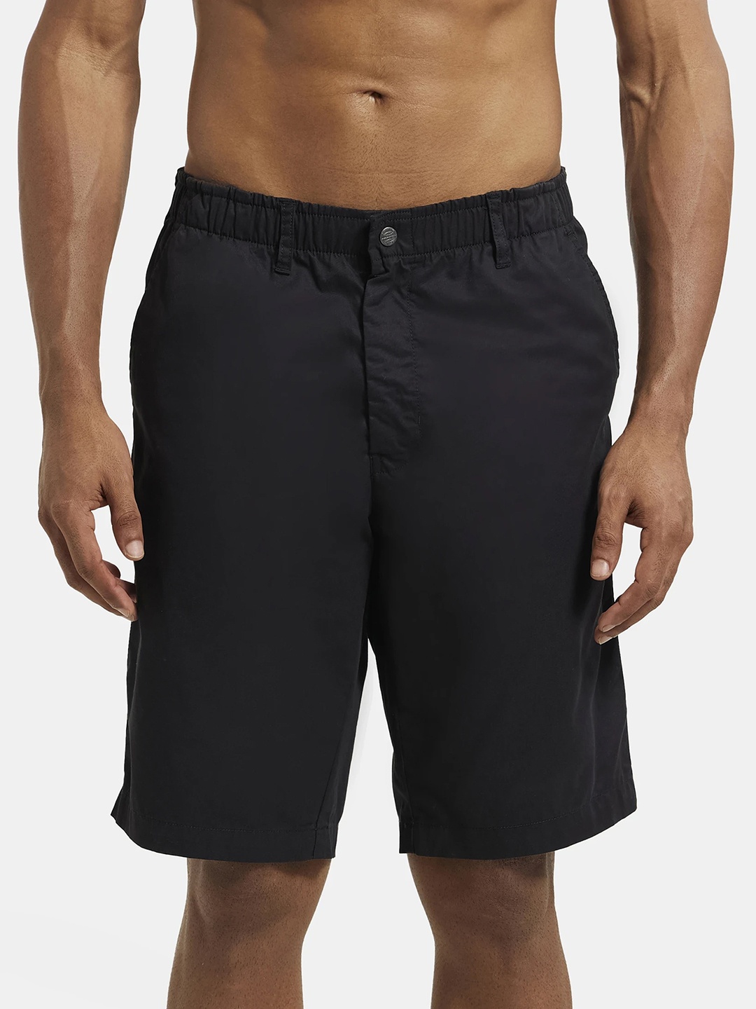 

Jockey Combed Mercerised Cotton Woven Straight Fit Shorts with Side Pockets-1203, Black